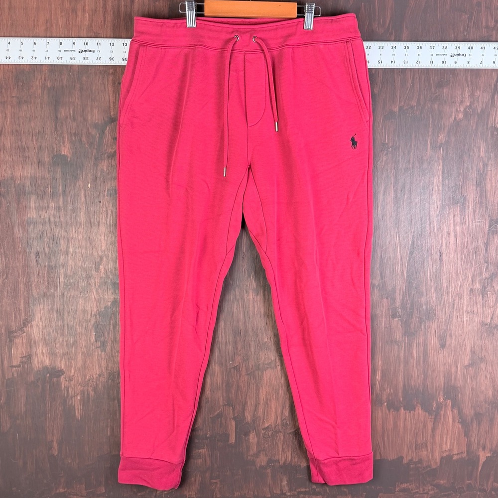 Polo Ralph Lauren Tapered Joggers Sweatpants Pony Logo Red Bred Black Men Large